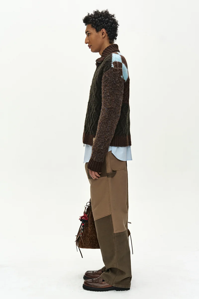 PATCHWORK ZIP-UP SWEATER 5