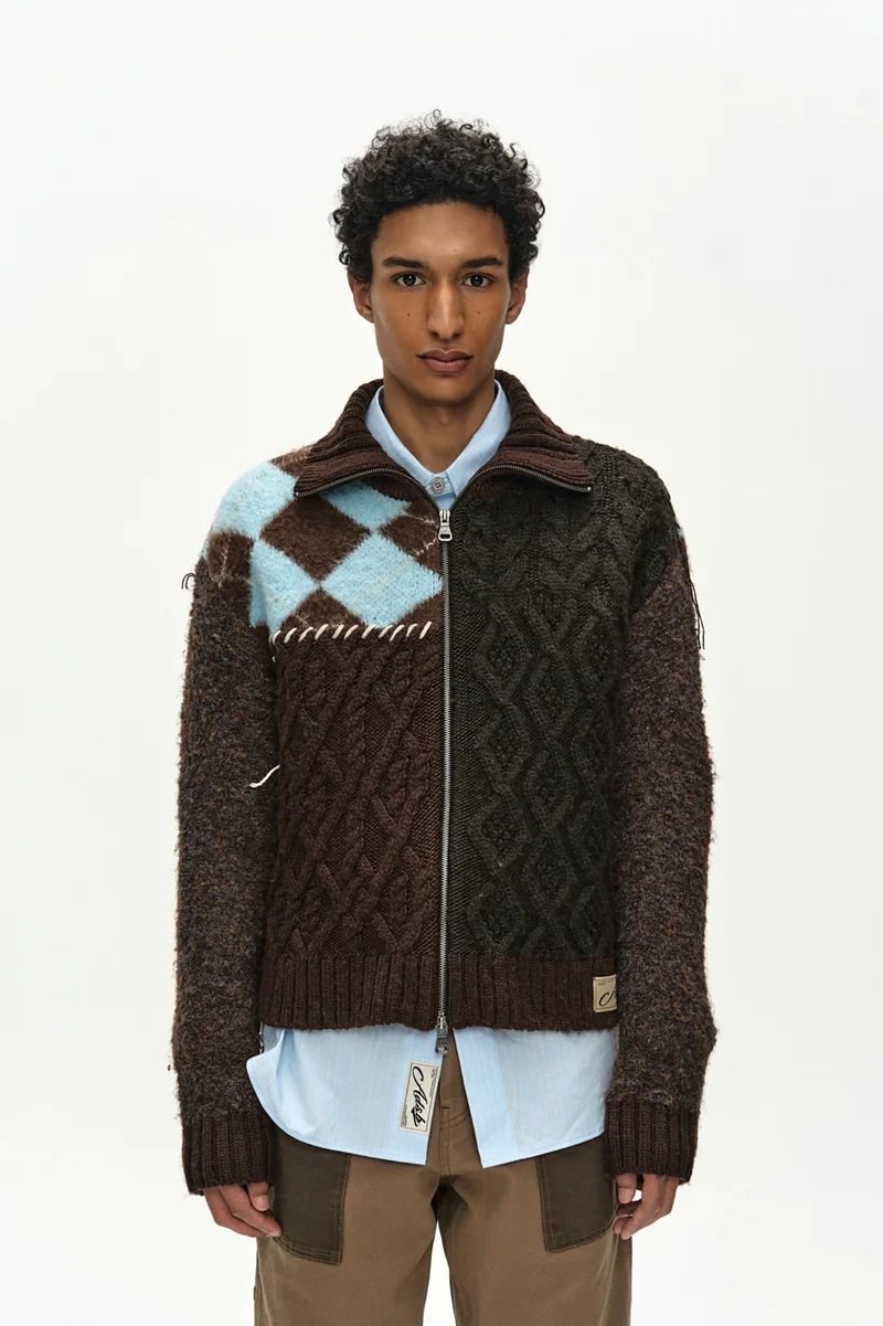 PATCHWORK ZIP-UP SWEATER 7