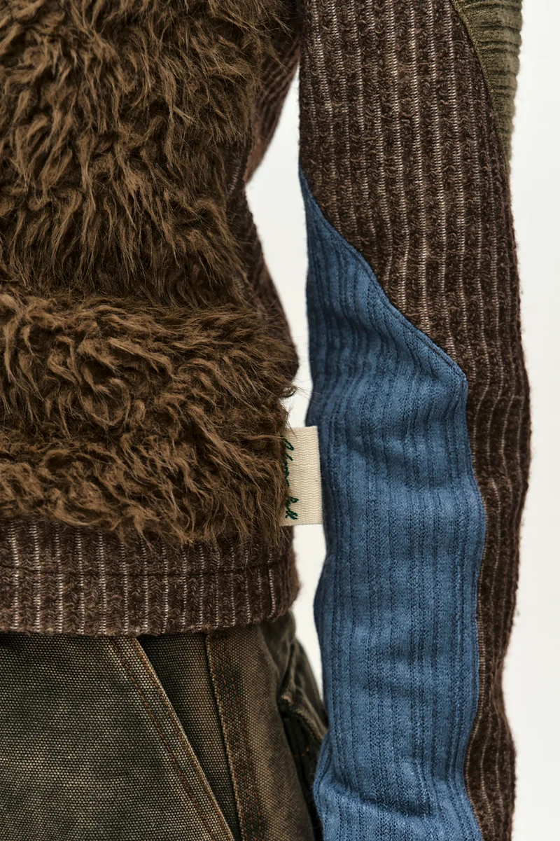 FUR COLOR-BLOCKED HOODED ZIP-UP 2