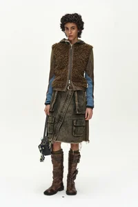 FUR COLOR-BLOCKED HOODED ZIP-UP thumb 3