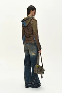 FUR COLOR-BLOCKED HOODED ZIP-UP thumb 5