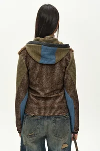 FUR COLOR-BLOCKED HOODED ZIP-UP thumb 8