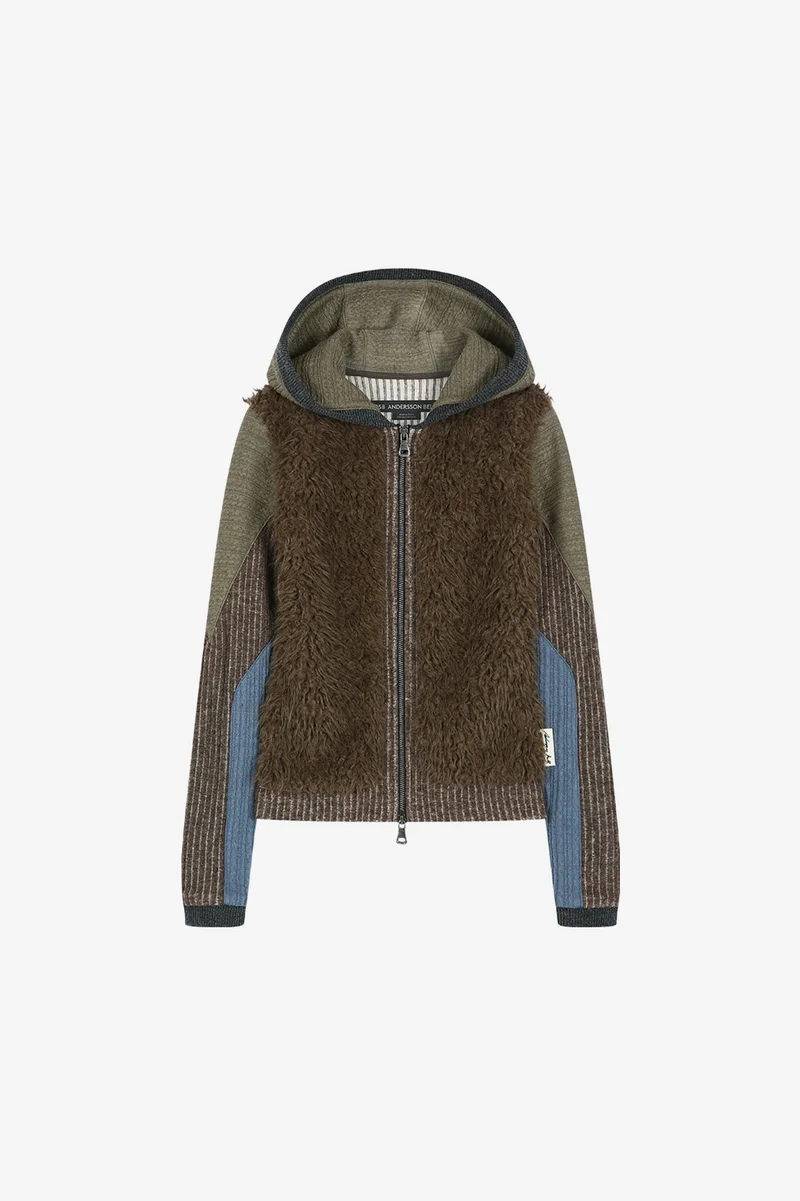 FUR COLOR-BLOCKED HOODED ZIP-UP 9