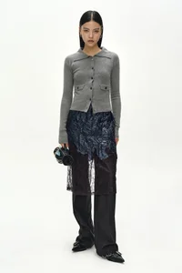 CASHMERE HAND STITCHED RIB CARDIGAN thumb 1