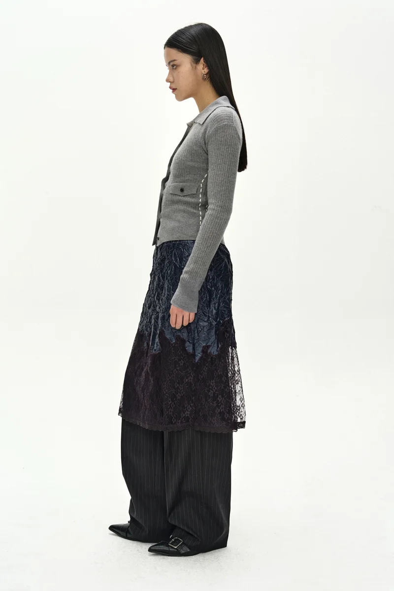 CASHMERE HAND STITCHED RIB CARDIGAN 2