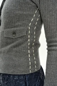 CASHMERE HAND STITCHED RIB CARDIGAN thumb 5