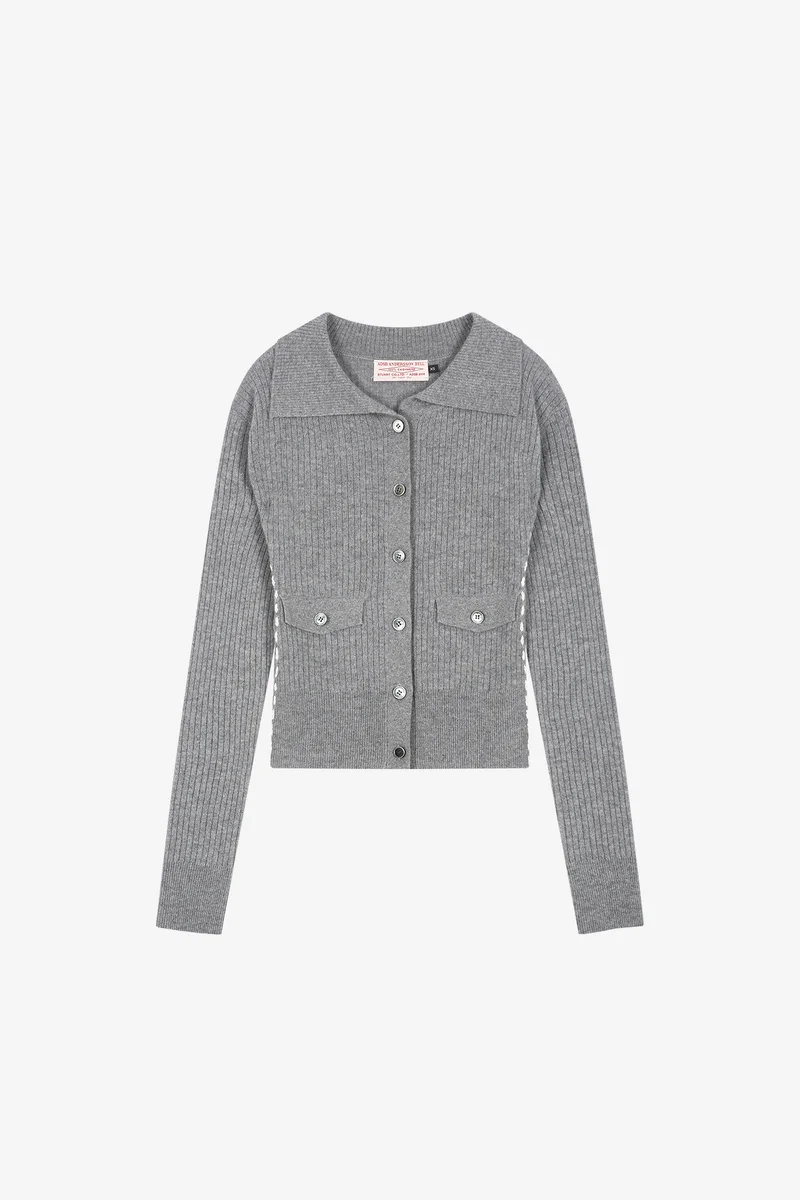CASHMERE HAND STITCHED RIB CARDIGAN 6