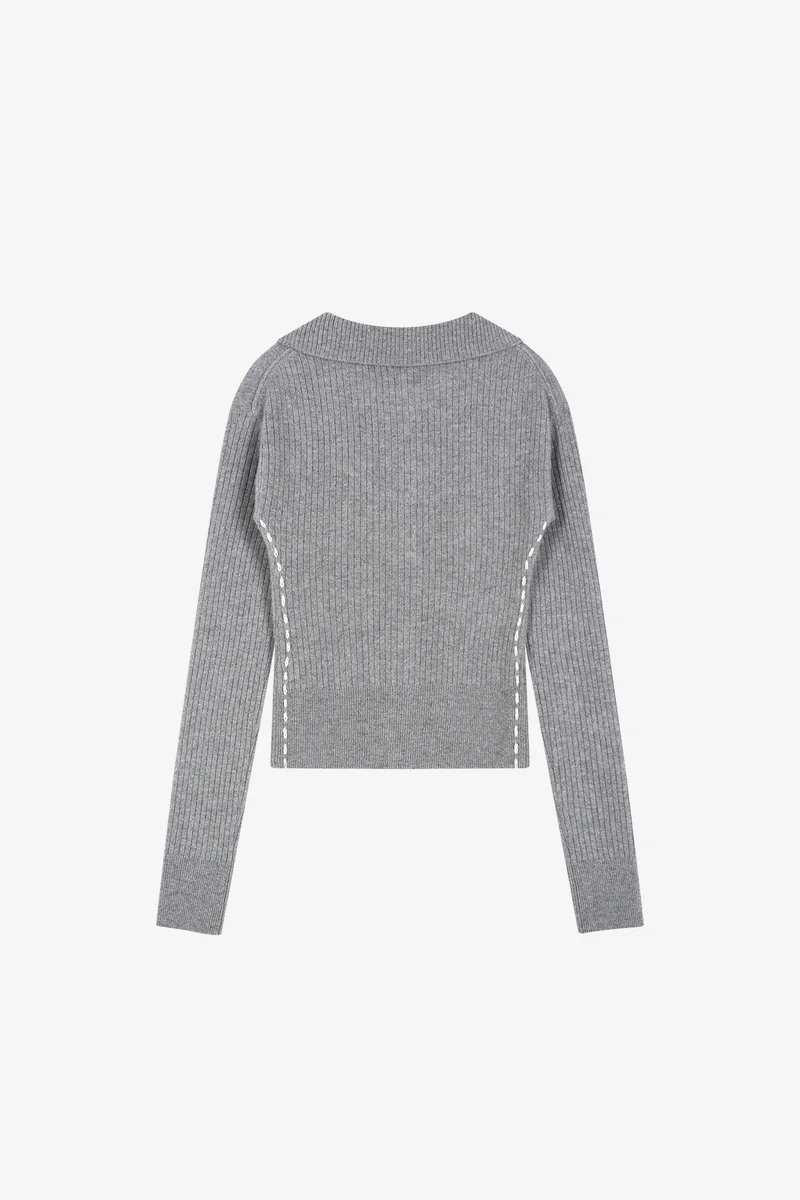 CASHMERE HAND STITCHED RIB CARDIGAN 7