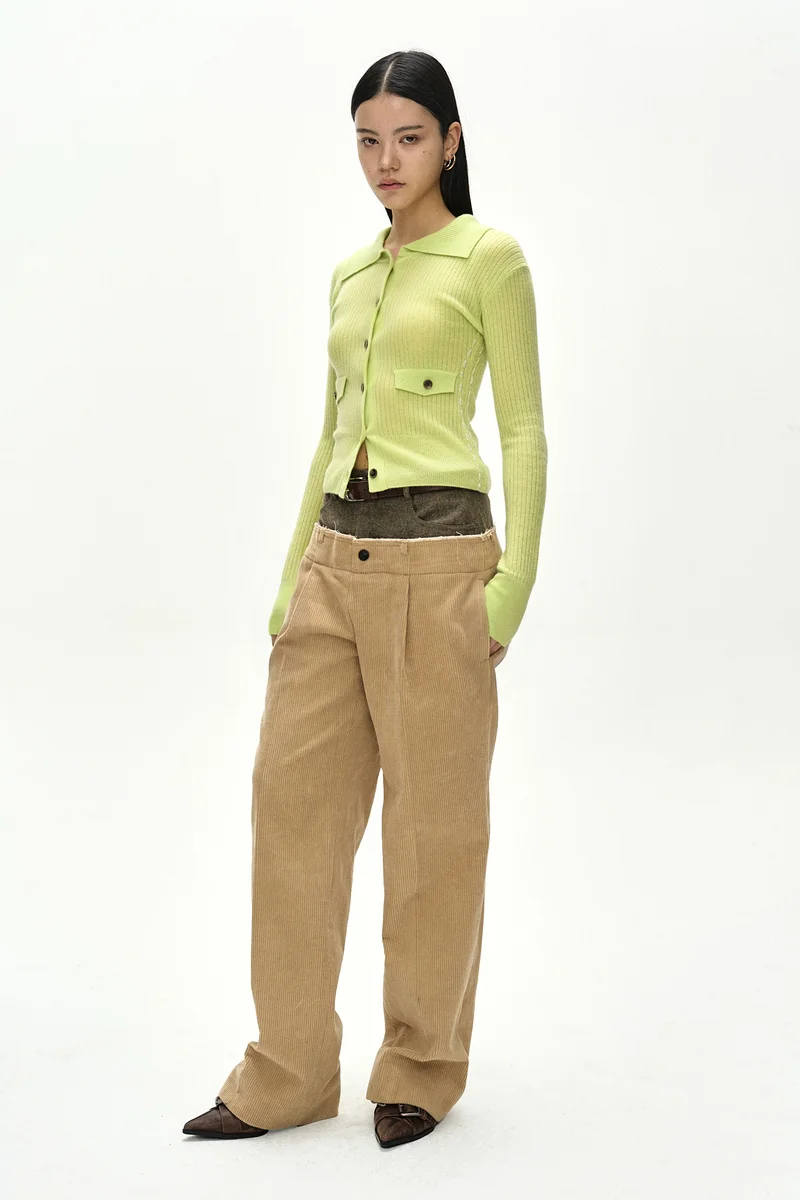 CASHMERE HAND STITCHED RIB CARDIGAN 2
