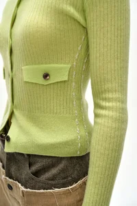 CASHMERE HAND STITCHED RIB CARDIGAN thumb 6