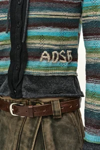 LAYERED MULTI-STRIPE HOODED CARDIGAN thumb 6