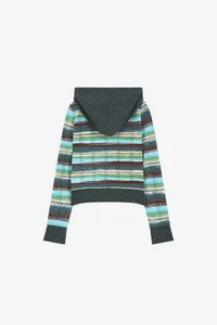 LAYERED MULTI-STRIPE HOODED CARDIGAN thumb 8