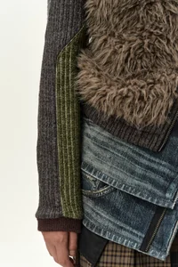 FUR COLOR-BLOCKED HOODED ZIP-UP thumb 2