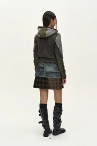 FUR COLOR-BLOCKED HOODED ZIP-UP thumb 4