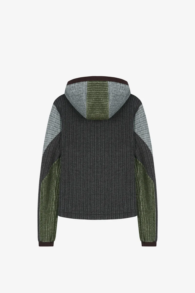 FUR COLOR-BLOCKED HOODED ZIP-UP 7