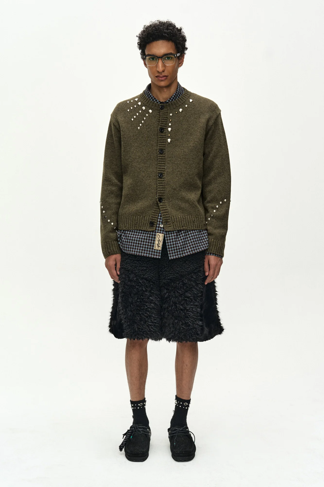 ANDERSSON BELL ROGHEN STUDDED CARDIGAN MOSS KHAKI