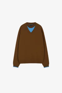 UNISEX LAYERED V-NECK SWEATER