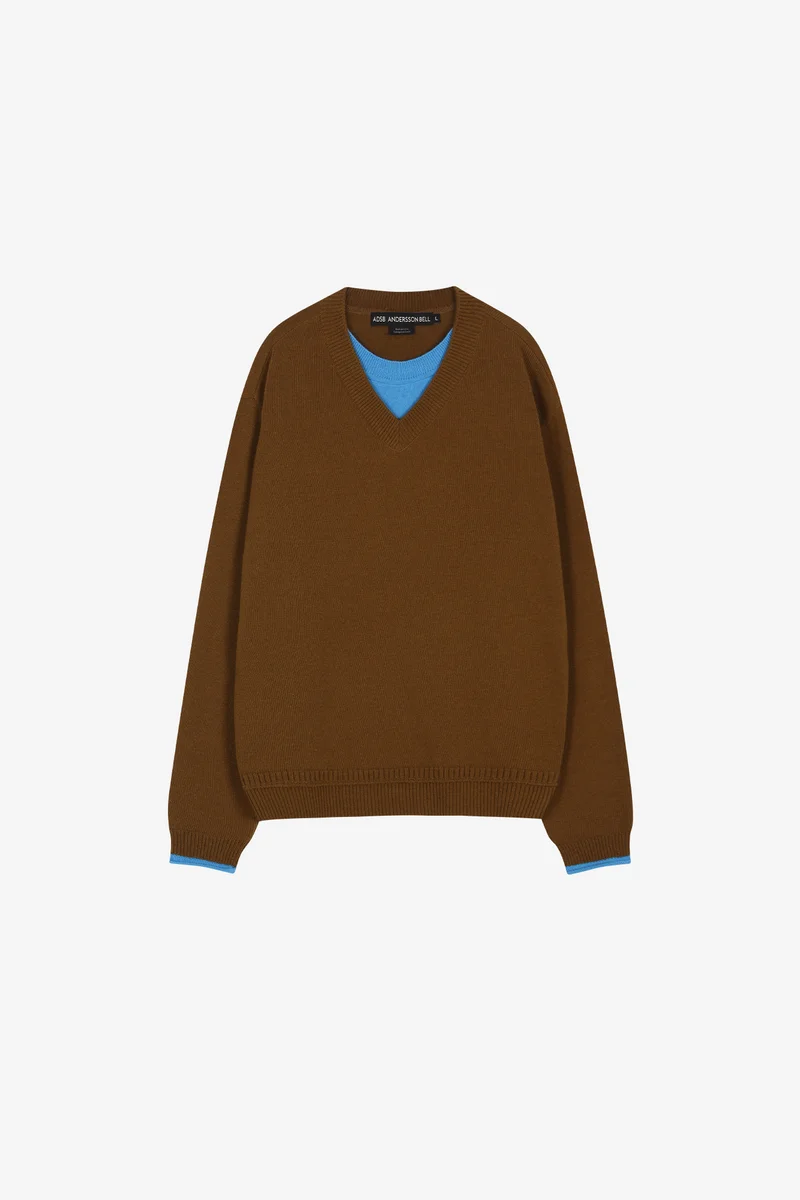 UNISEX LAYERED V-NECK SWEATER 10