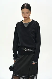 UNISEX LAYERED V-NECK SWEATER thumb 5