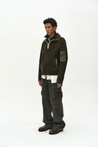 DOUBLE LAYERED QUARTER ZIP-UP SWEATER thumb 2