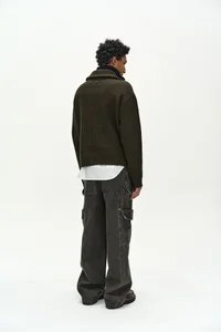 DOUBLE LAYERED QUARTER ZIP-UP SWEATER thumb 3
