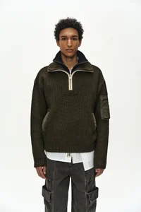 DOUBLE LAYERED QUARTER ZIP-UP SWEATER thumb 4