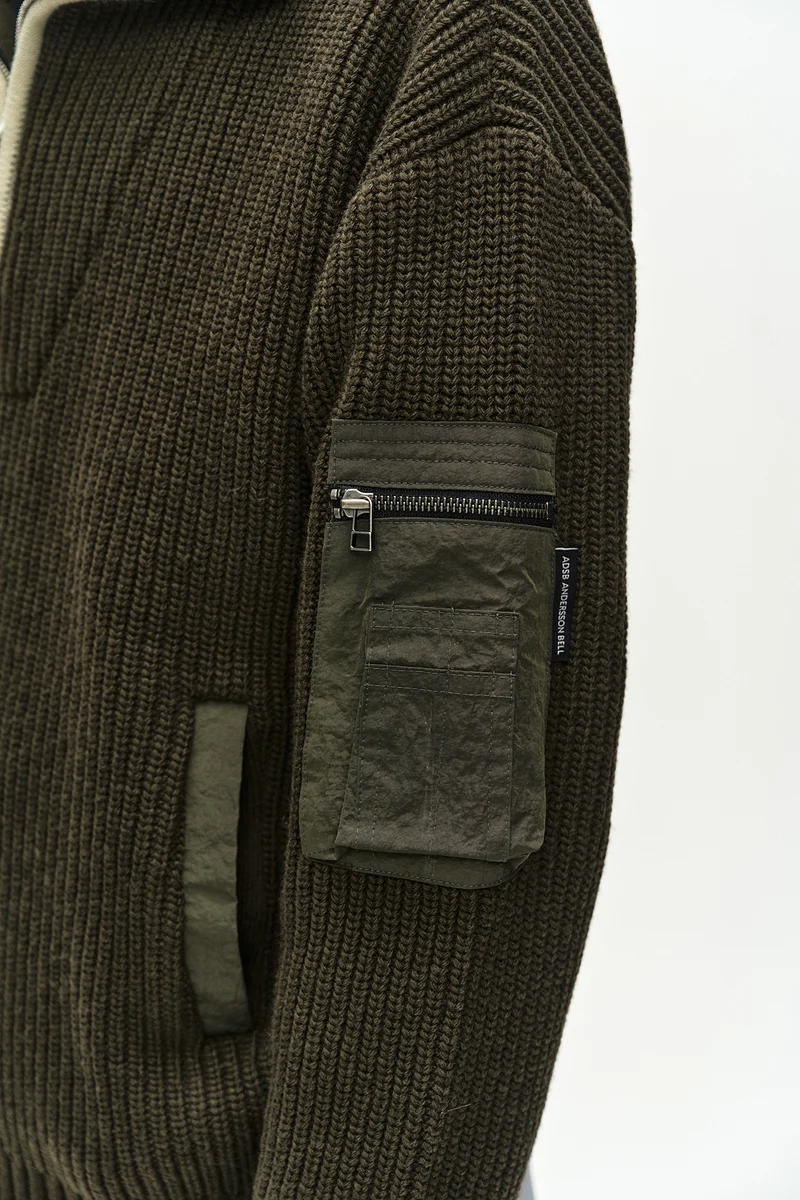 DOUBLE LAYERED QUARTER ZIP-UP SWEATER 7