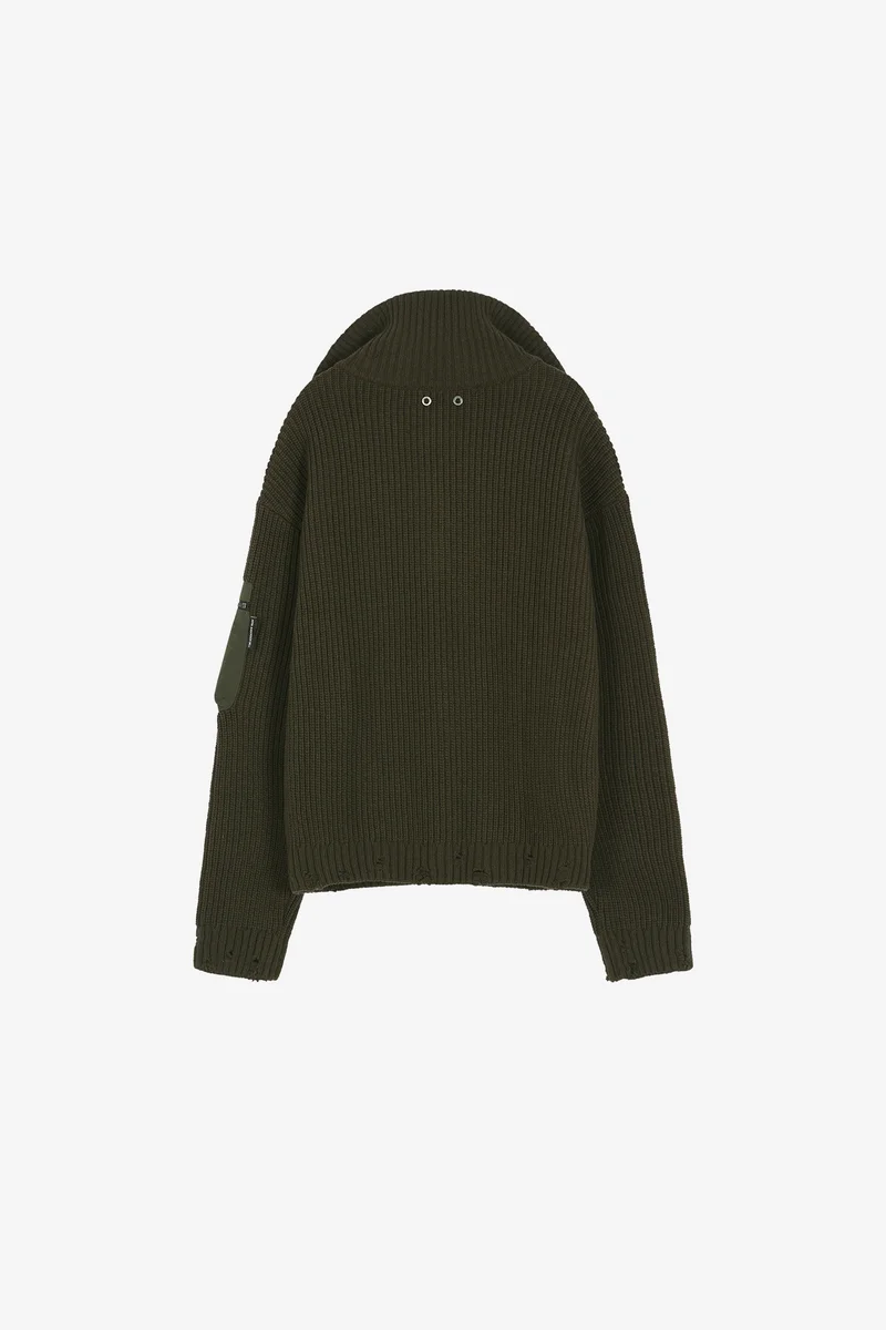 DOUBLE LAYERED QUARTER ZIP-UP SWEATER 11