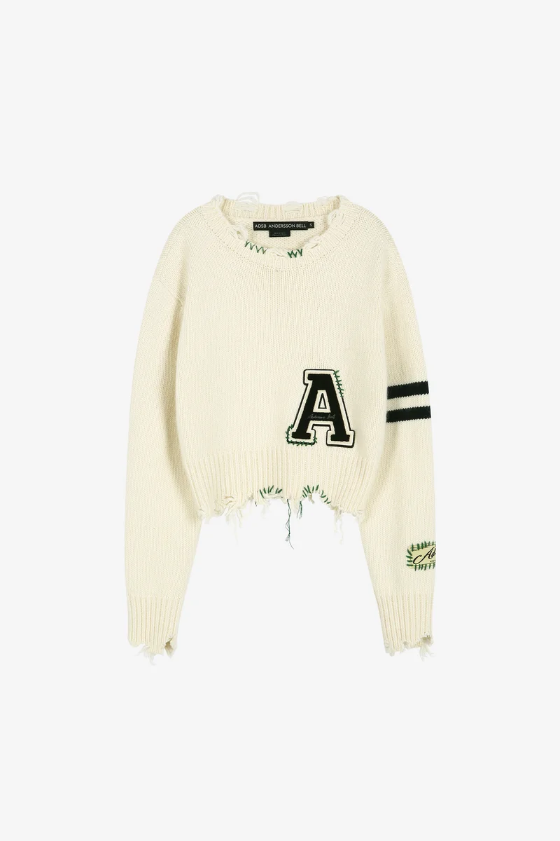 (ESSENTIAL) DISTRESSED VARSITY PATCH SWEATER 7