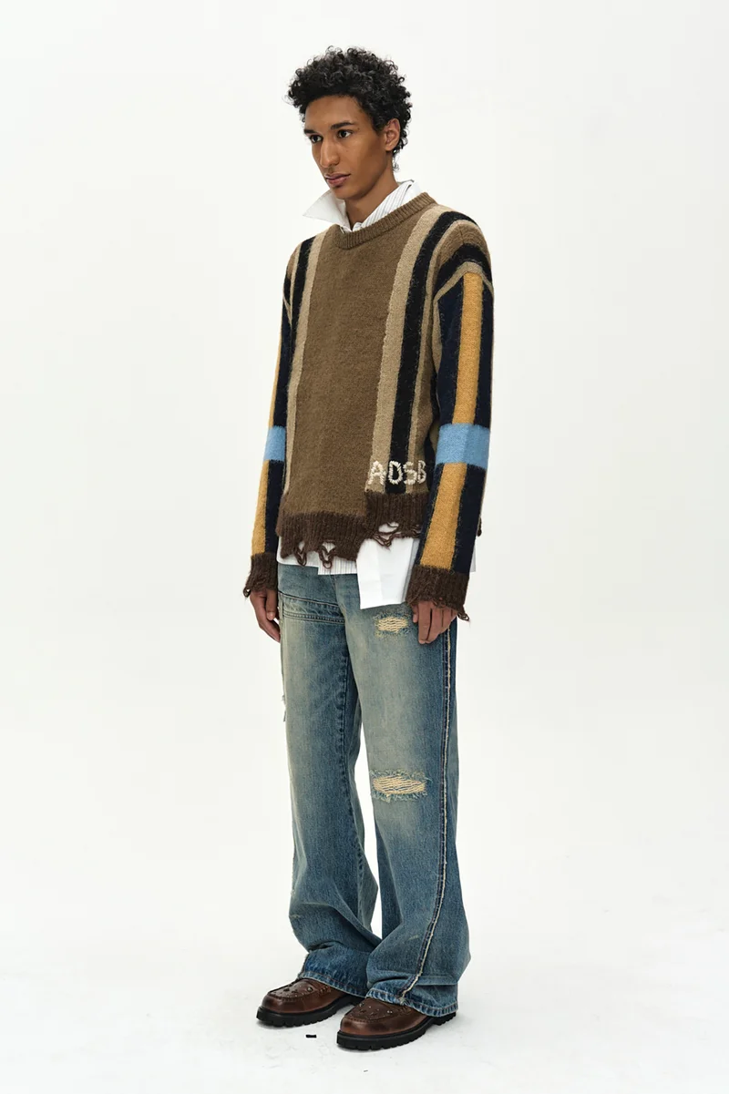 LAYERED STRIPE INTARISA CREW NECK SWEATER 2