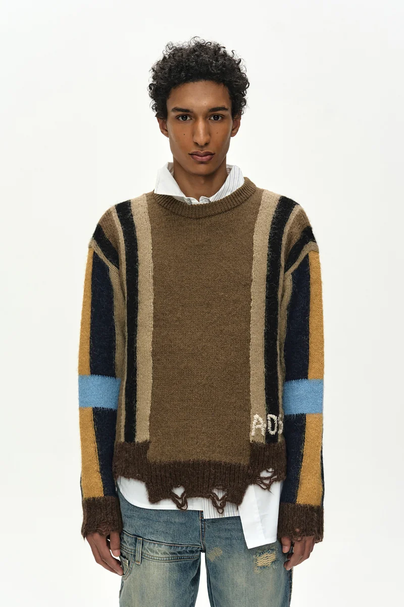 LAYERED STRIPE INTARISA CREW NECK SWEATER 4