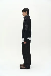 DOUBLE LAYERED QUARTER ZIP-UP SWEATER thumb 2