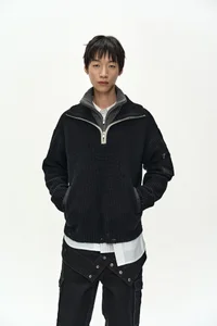 DOUBLE LAYERED QUARTER ZIP-UP SWEATER thumb 4