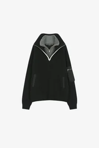 DOUBLE LAYERED QUARTER ZIP-UP SWEATER thumb 10