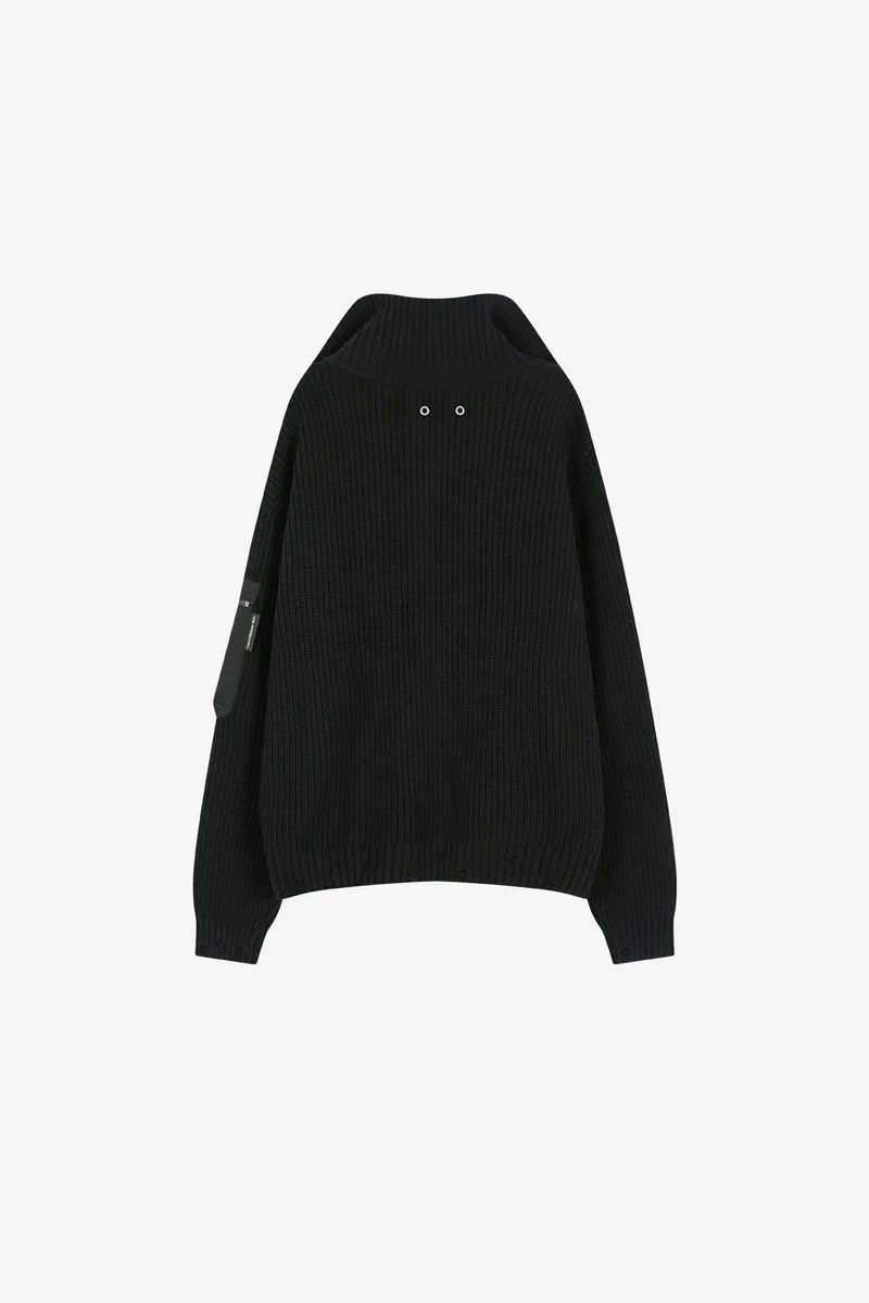DOUBLE LAYERED QUARTER ZIP-UP SWEATER 11
