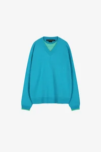 UNISEX LAYERED V-NECK SWEATER thumb 11