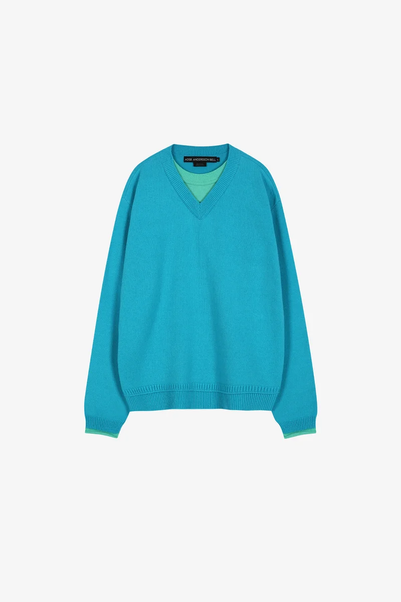 UNISEX LAYERED V-NECK SWEATER 11