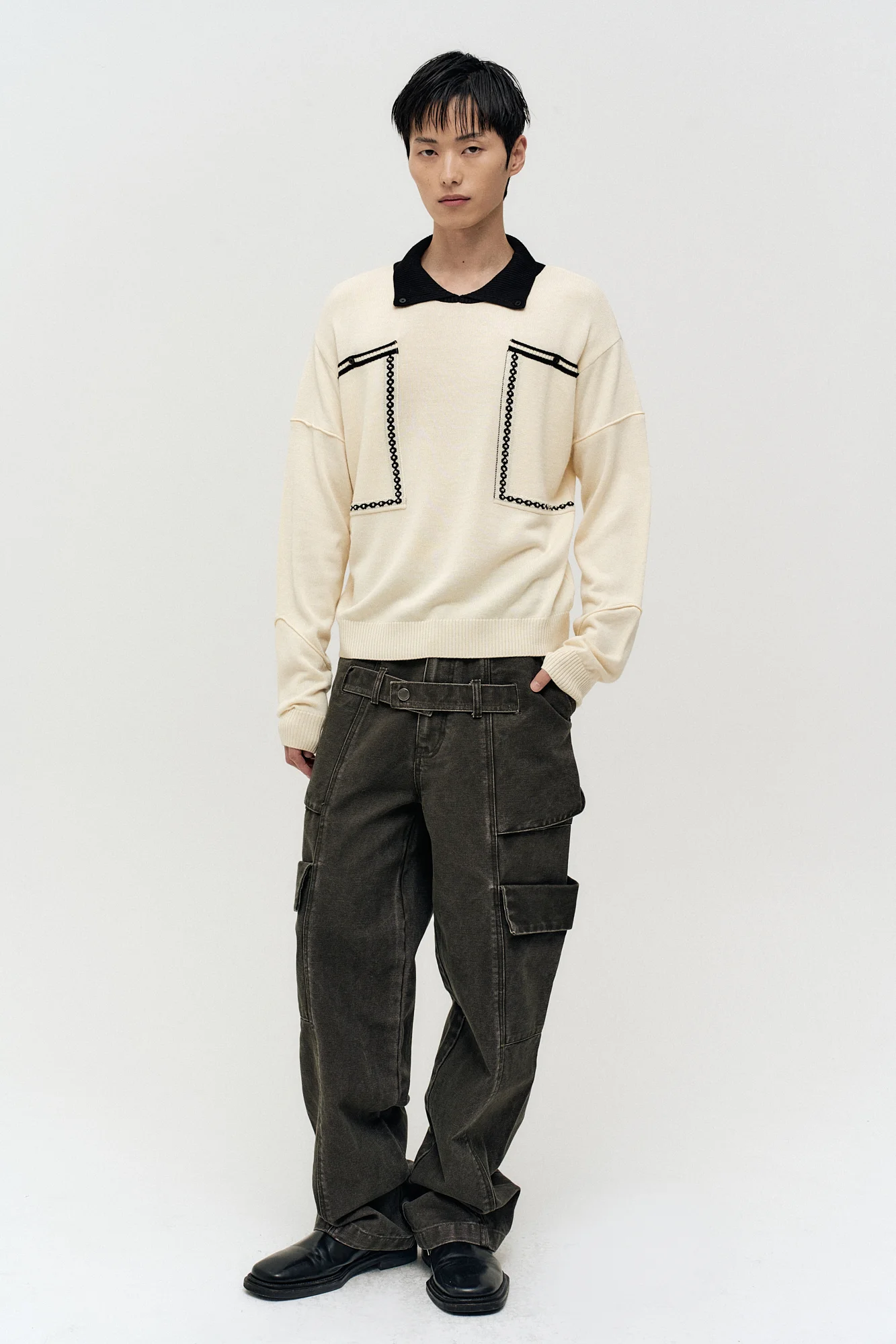 ANDERSSON BELL BIG POCKET POLO SWEATER ECRU