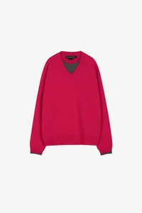 UNISEX LAYERED V-NECK SWEATER
