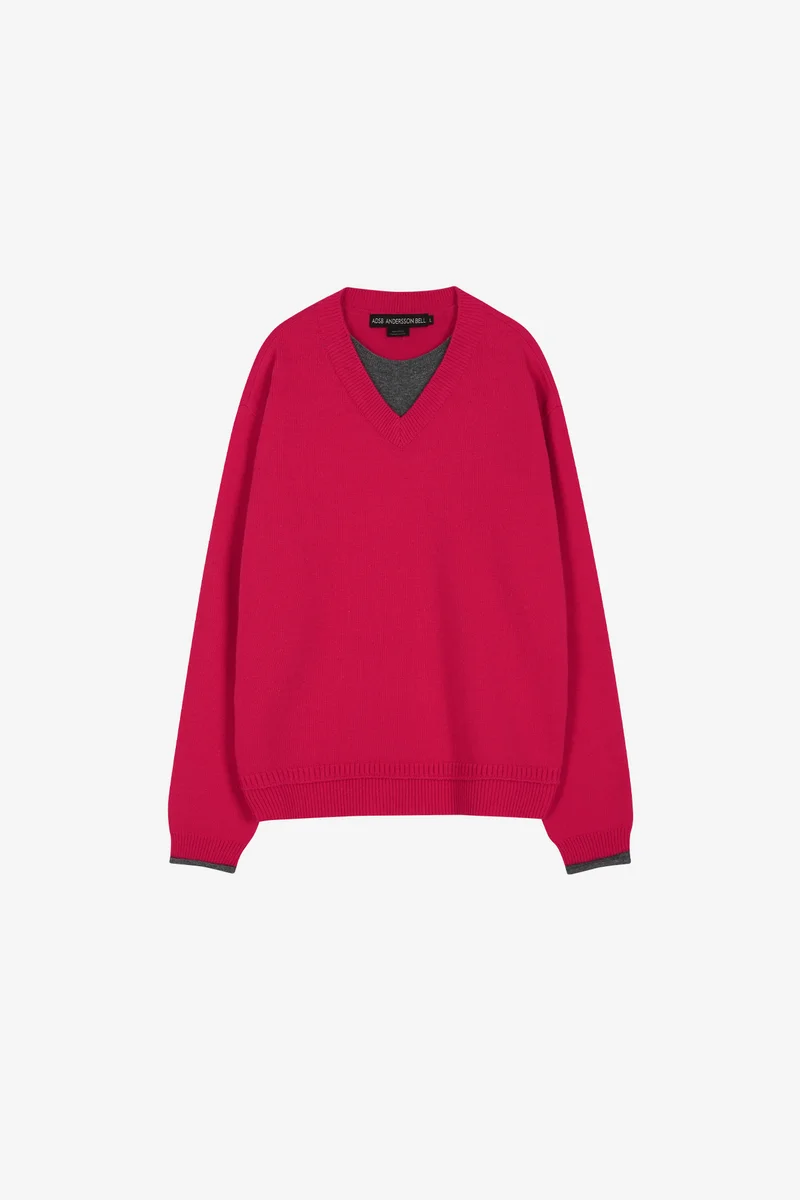UNISEX LAYERED V-NECK SWEATER 13