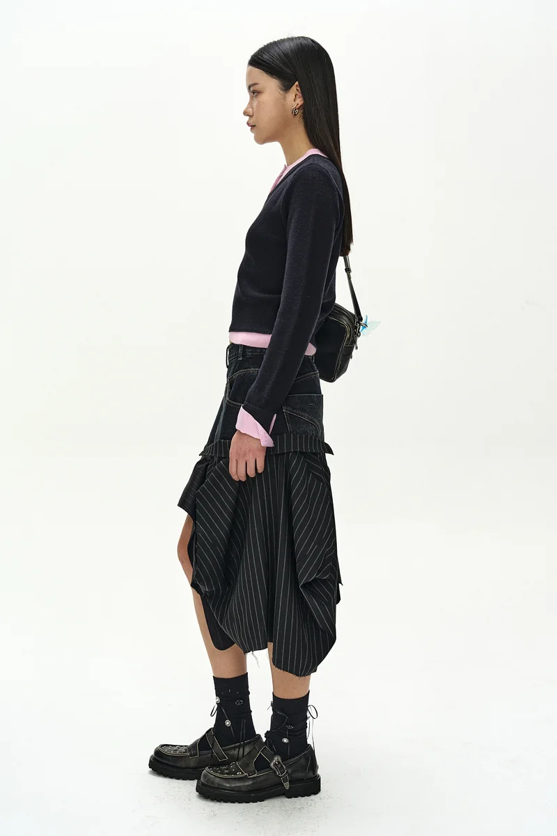 LAYERED SHIRT CUFF KNIT TOP 2