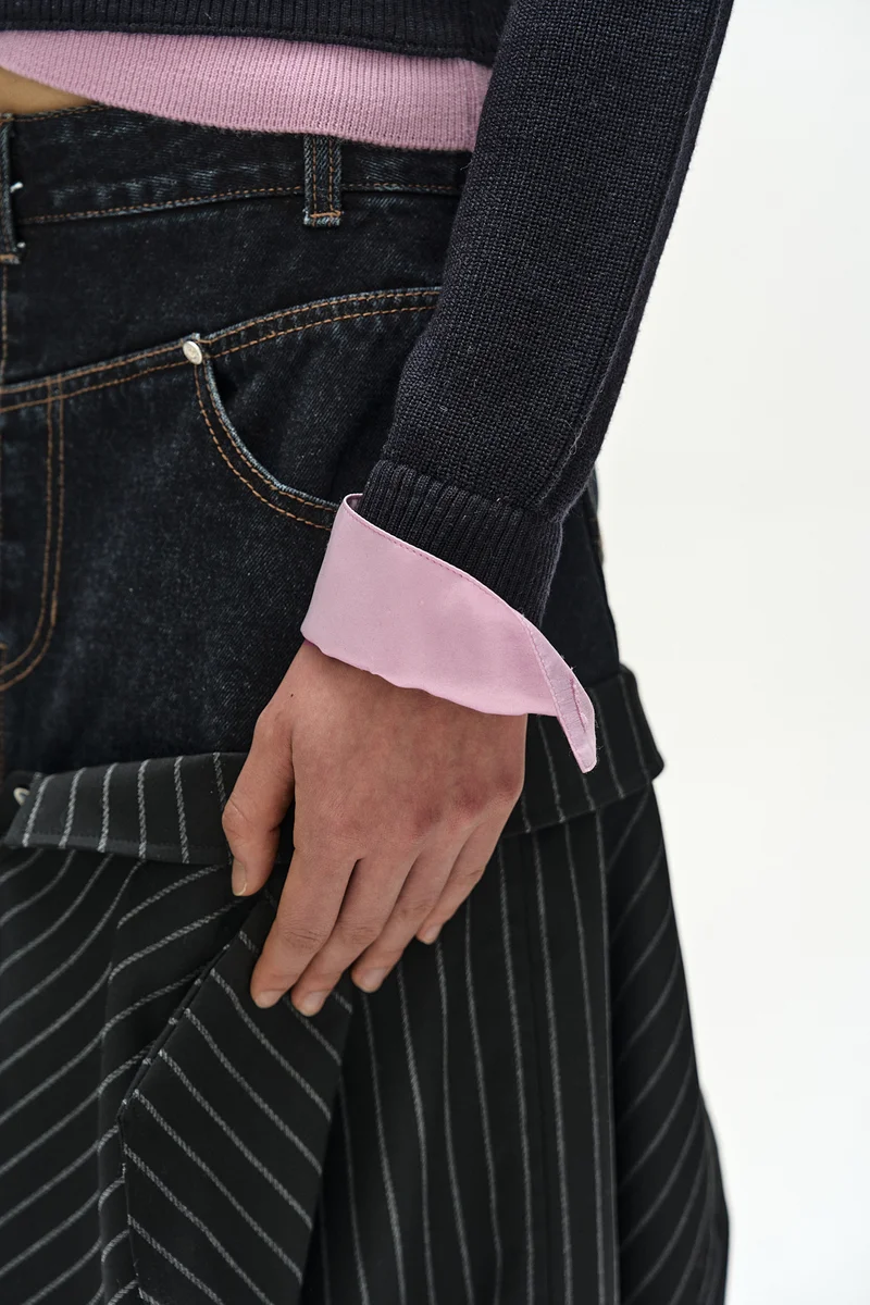 LAYERED SHIRT CUFF KNIT TOP 6