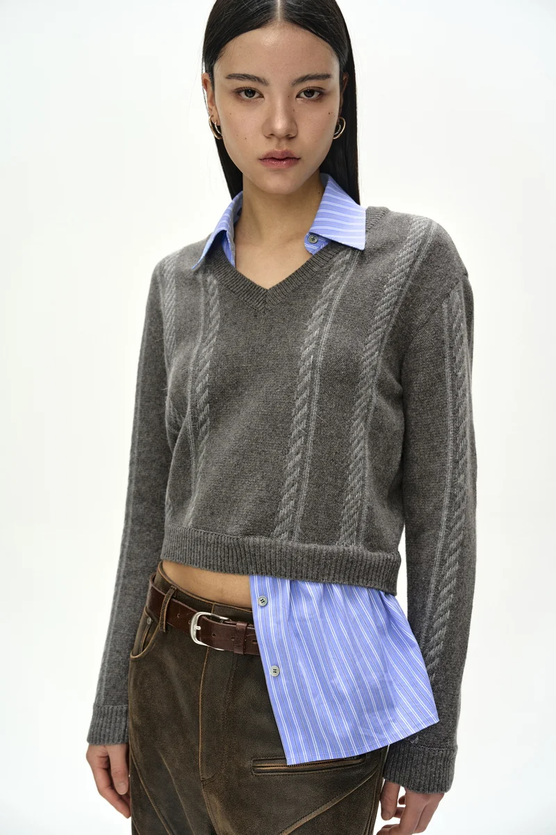 SHIRT INSERT V-NECK SWEATER 8