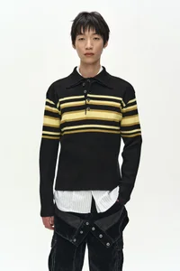LAYERED COLLAR PITT STRIPE POLO SWEATER thumb 1