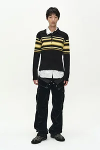LAYERED COLLAR PITT STRIPE POLO SWEATER thumb 2