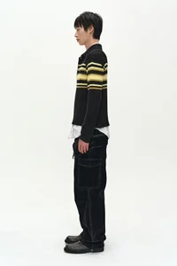 LAYERED COLLAR PITT STRIPE POLO SWEATER thumb 3