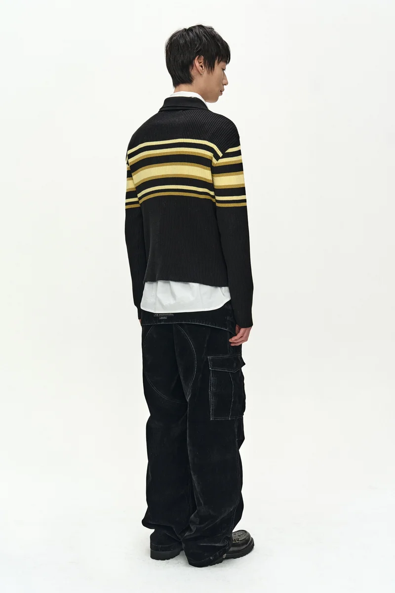 LAYERED COLLAR PITT STRIPE POLO SWEATER 4
