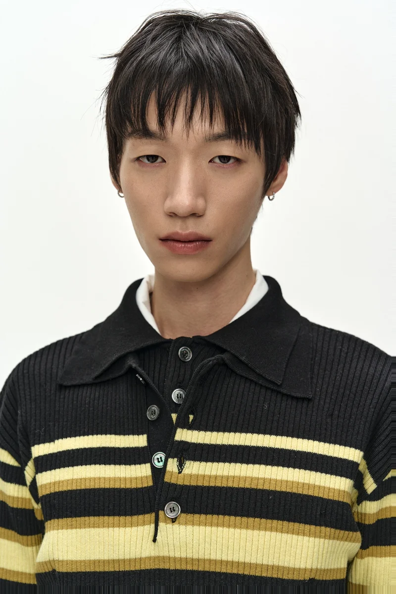 LAYERED COLLAR PITT STRIPE POLO SWEATER 5