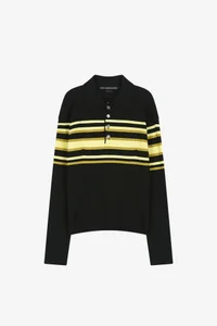 LAYERED COLLAR PITT STRIPE POLO SWEATER thumb 6