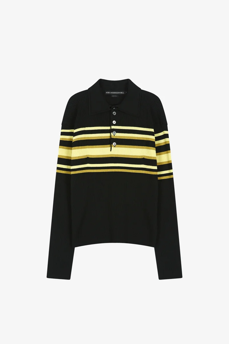LAYERED COLLAR PITT STRIPE POLO SWEATER 6